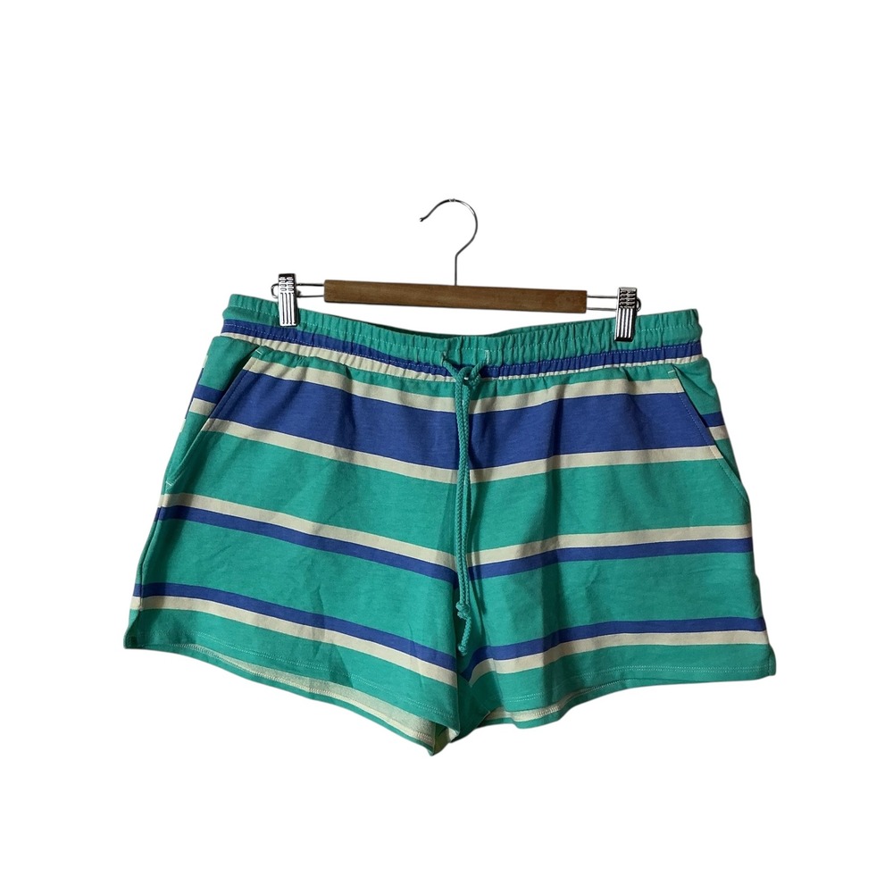 Wildfox Large Cotton Striped Top And Shorts Set Blue Ultrasoft Relaxed Comfort - Picture 3 of 14